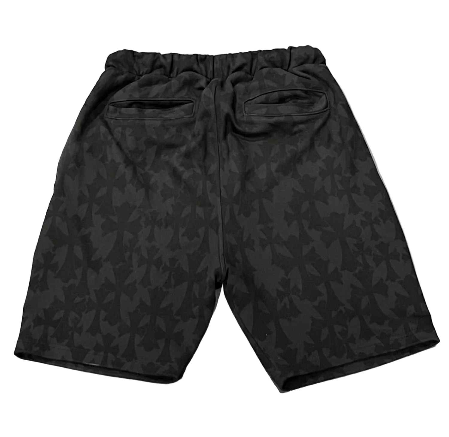 Cemetery Cross Print Black Shorts