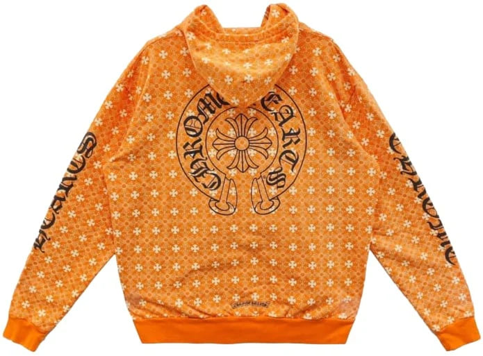 Chrome Hearts Miami Exclusive Horseshoe Zip Up Hoodie Motif Orange