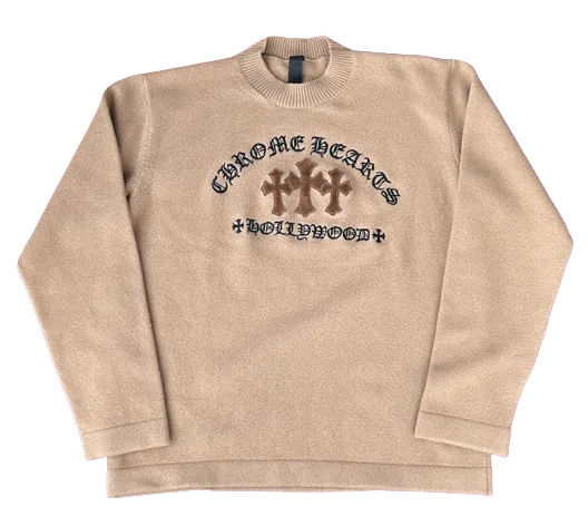 Chrome Hearts Brown Triple Cross Patch Cashmere Sweater