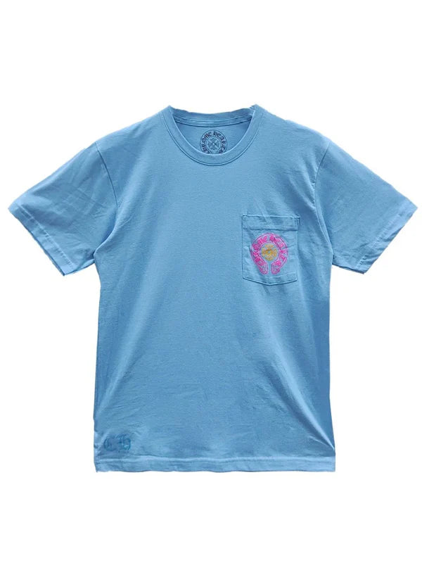 Chrome Hearts Miami Exclusive Horseshoe Blue Short Sleeve T-Shirt Tee