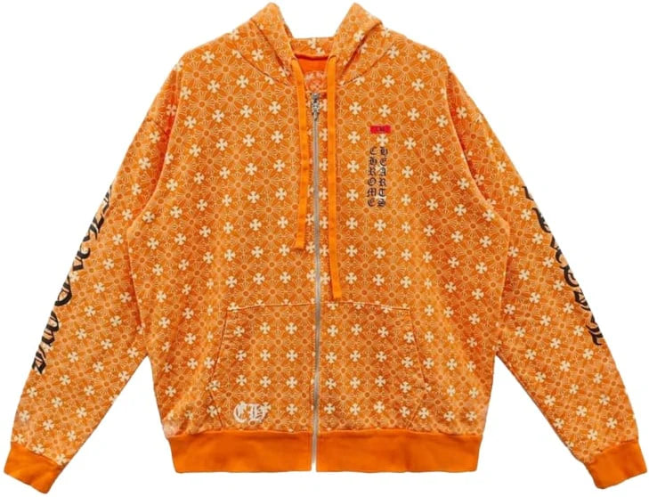 Chrome Hearts Miami Exclusive Horseshoe Zip Up Hoodie Motif Orange